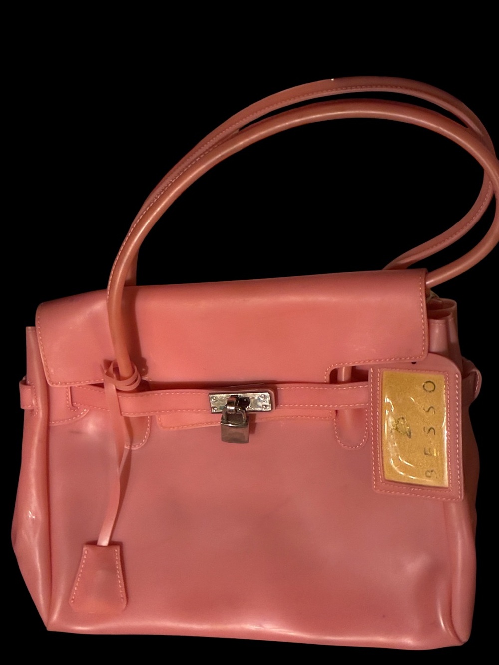 Title: NWT VINTAGE Y2K BESSO Pink Jelly Birkin Bag W/ Padlock & Key